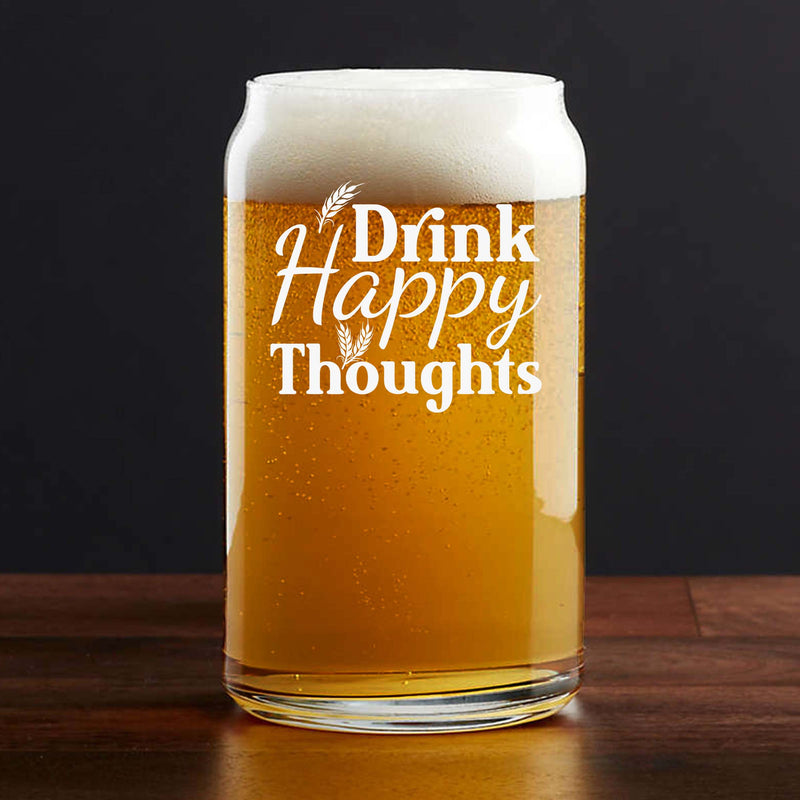 Personalized Drink Happy Thoughts Single Beer Glass
