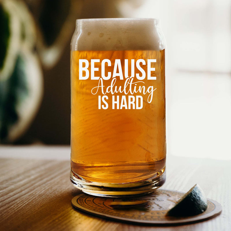 Personalized Because Adulting is Hard Single Beer Glass
