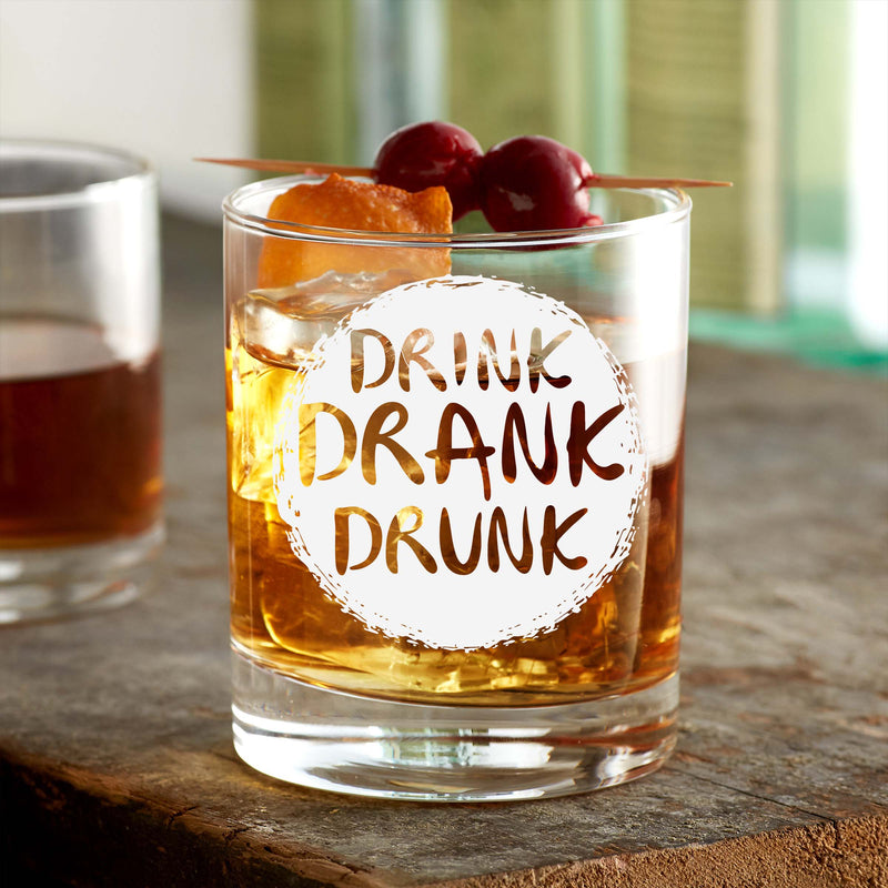 Drink Drank Drunk Engraved Scotch Glass