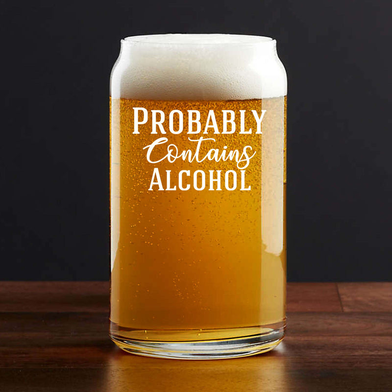 Personalized Probably Contains Alcohol Single Beer Glass