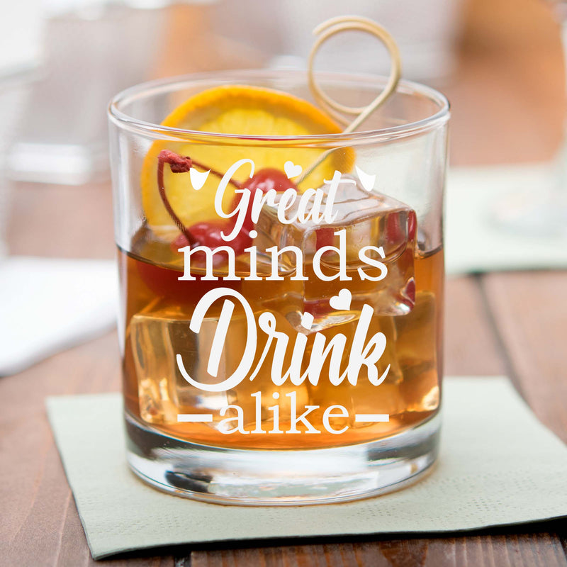 Great Minds Drink Alike Etched Scotch Glass
