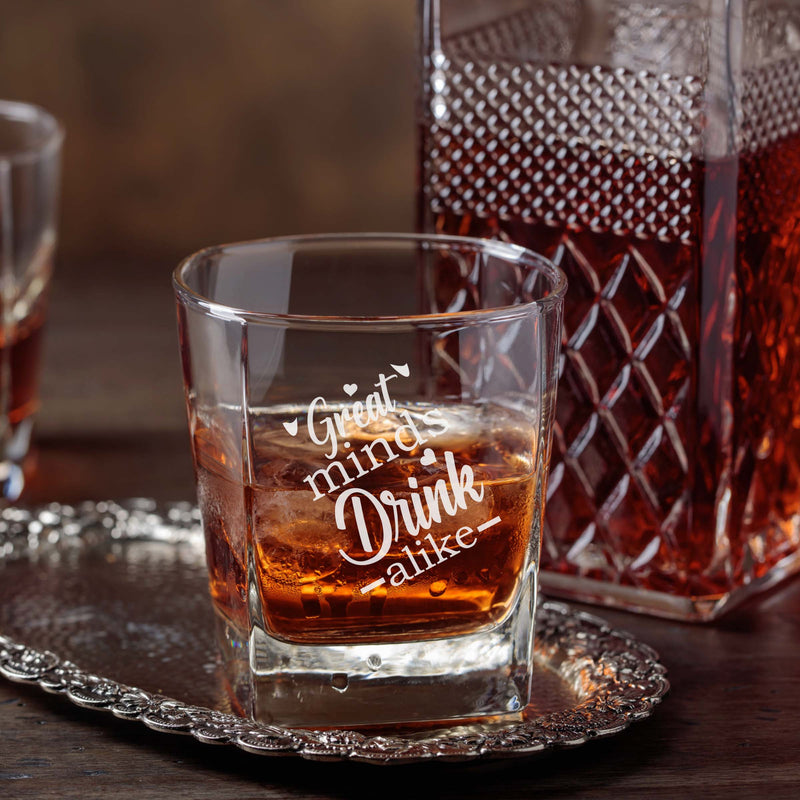 Great Minds Drink Alike Etched Scotch Glass
