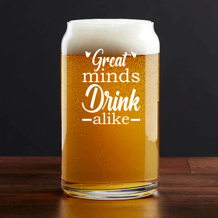 Personalized Great Minds Drink ALike Single Beer Glass