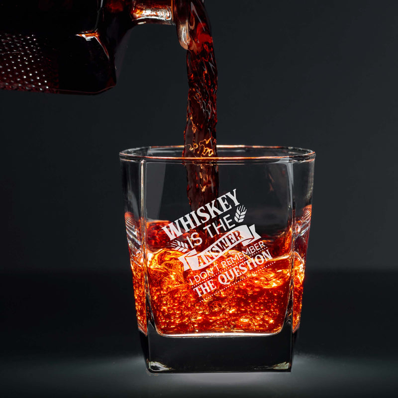 Whiskey is the Answer Etched Scotch Glass