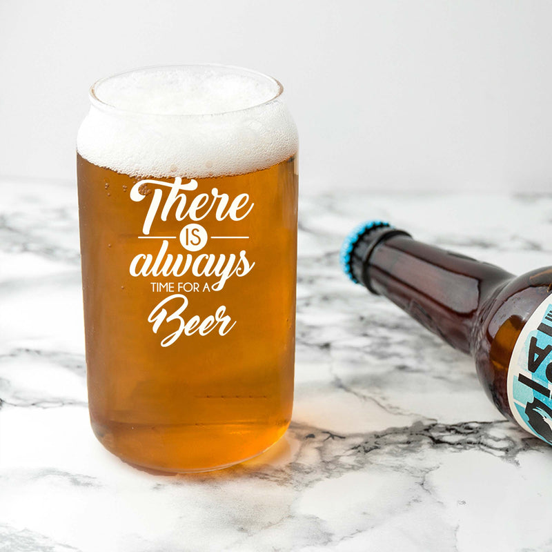 Personalized There is Always Time For a Beer Single Beer Glass