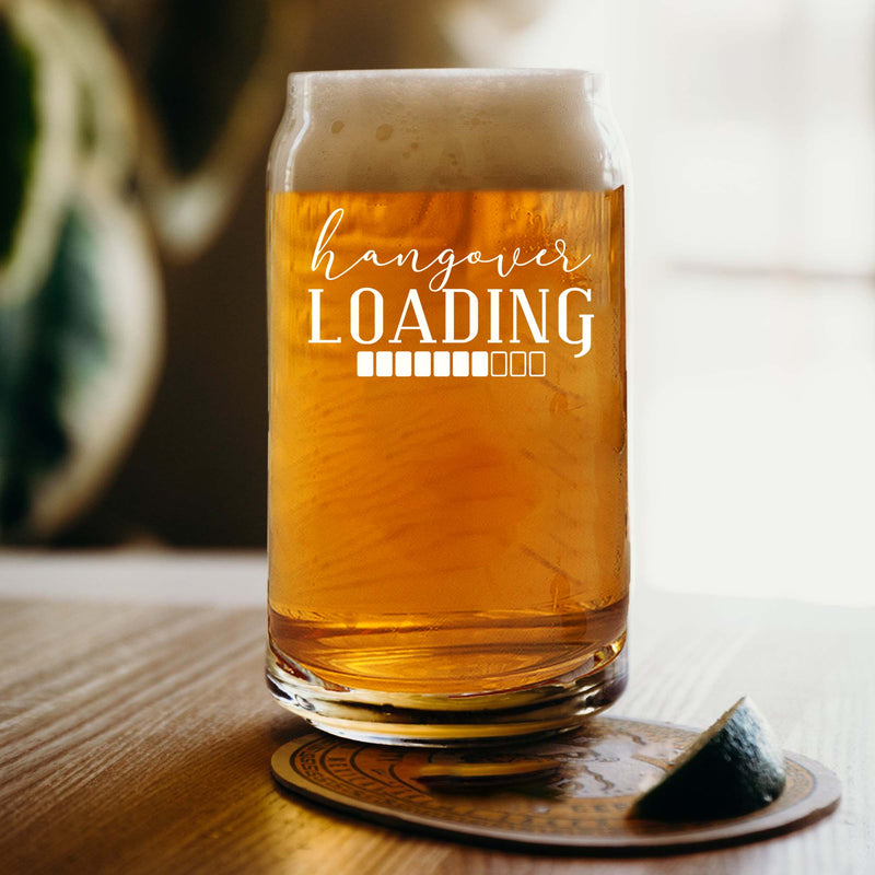 Etched Hangover Loading Single Beer Glass