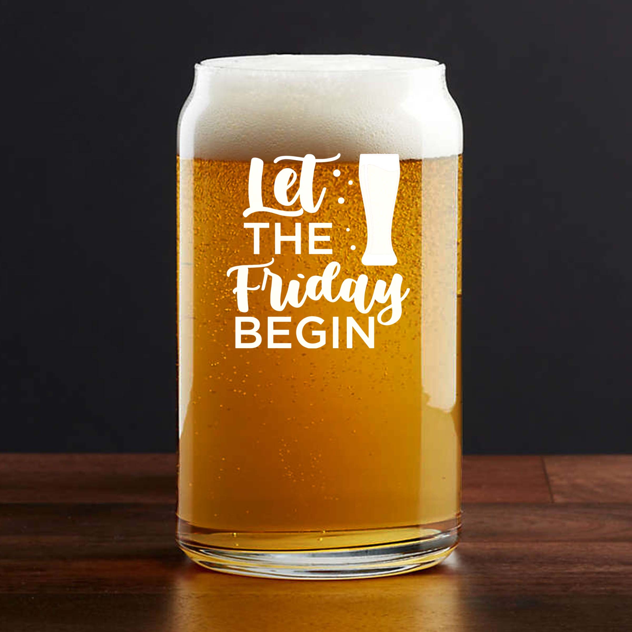 Engraved Let the Friday Begin Single Beer Glass