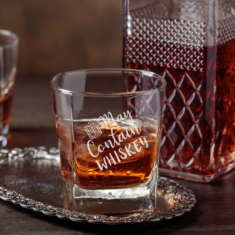 May Contain Whiskey Personalized Scotch Glass