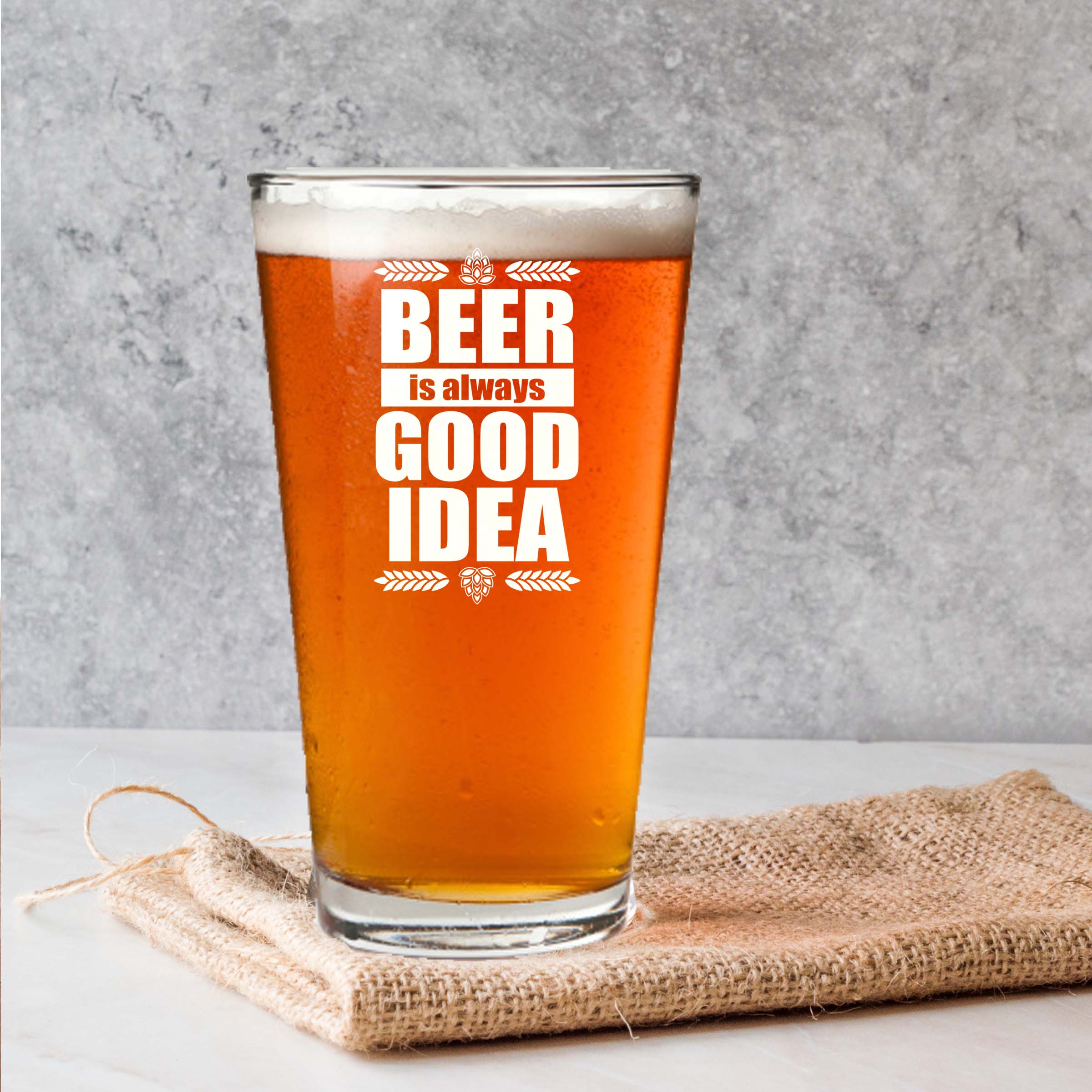 Engraved Beer is Always a Good Idea Single Beer Glass
