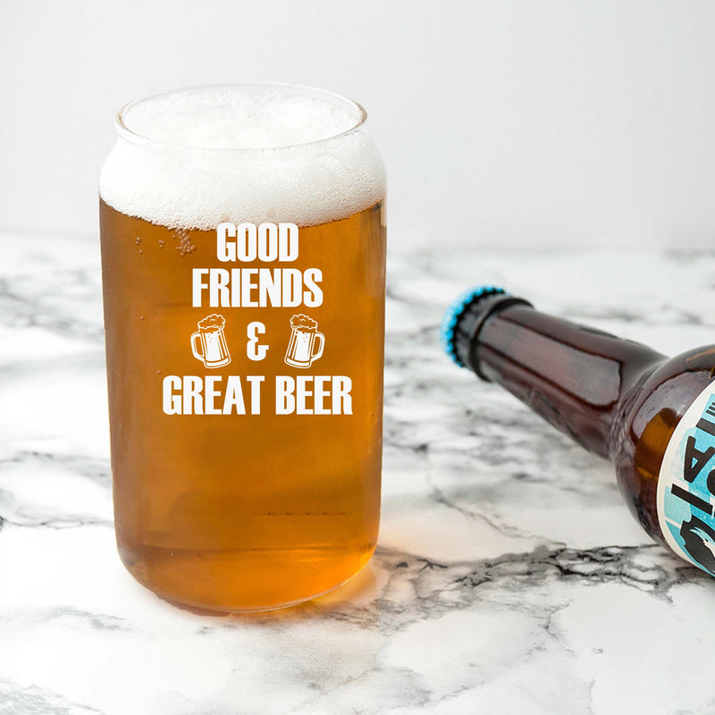 Engraved Good Friends & Great Beer Single Beer Glass