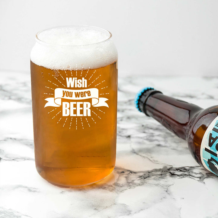 Engraved Wish you were Beer Single Beer Glass