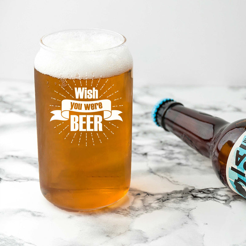 Engraved Wish you were Beer Single Beer Glass