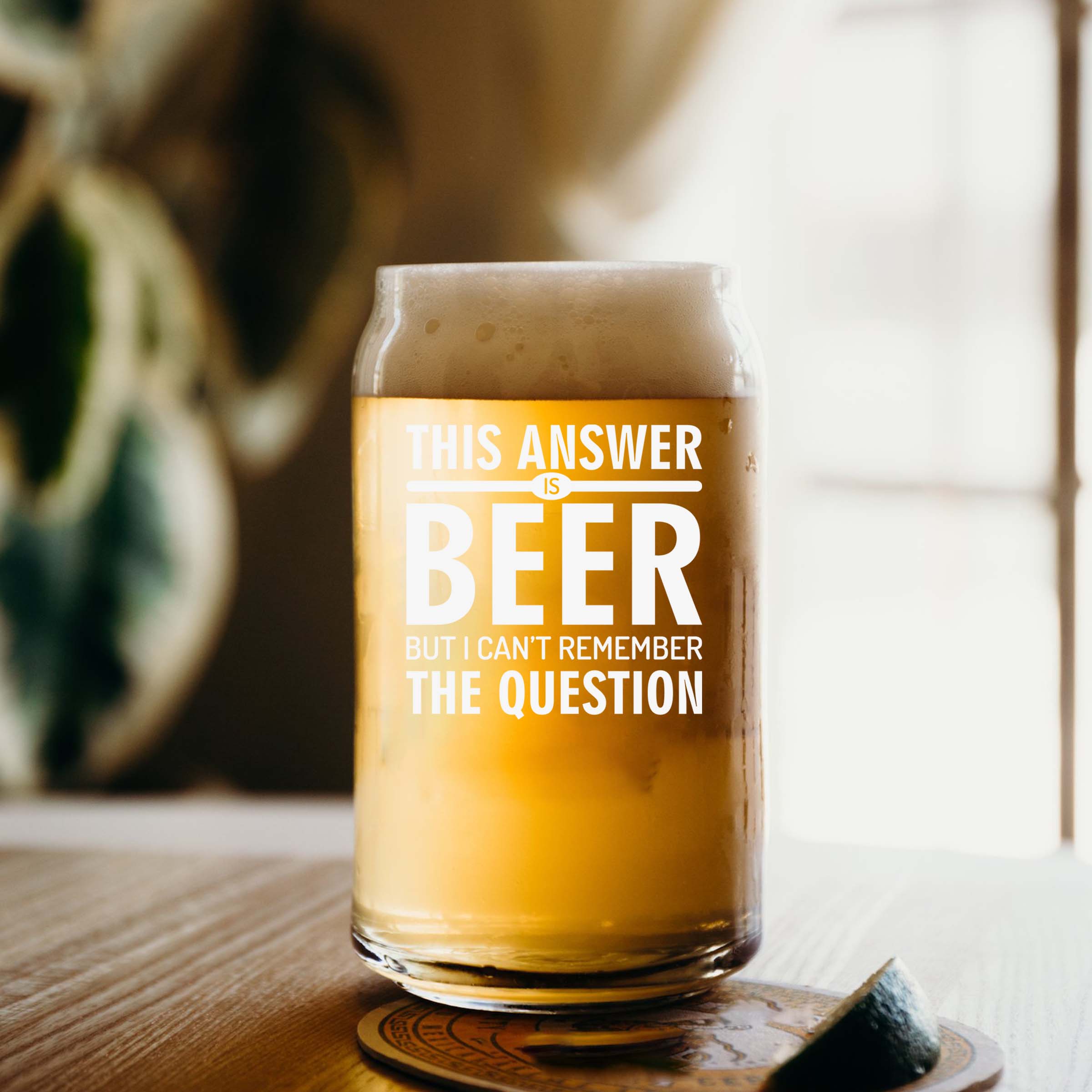 Engraved This Answer is Beer but I Can't Remember the Question Single Beer Glass