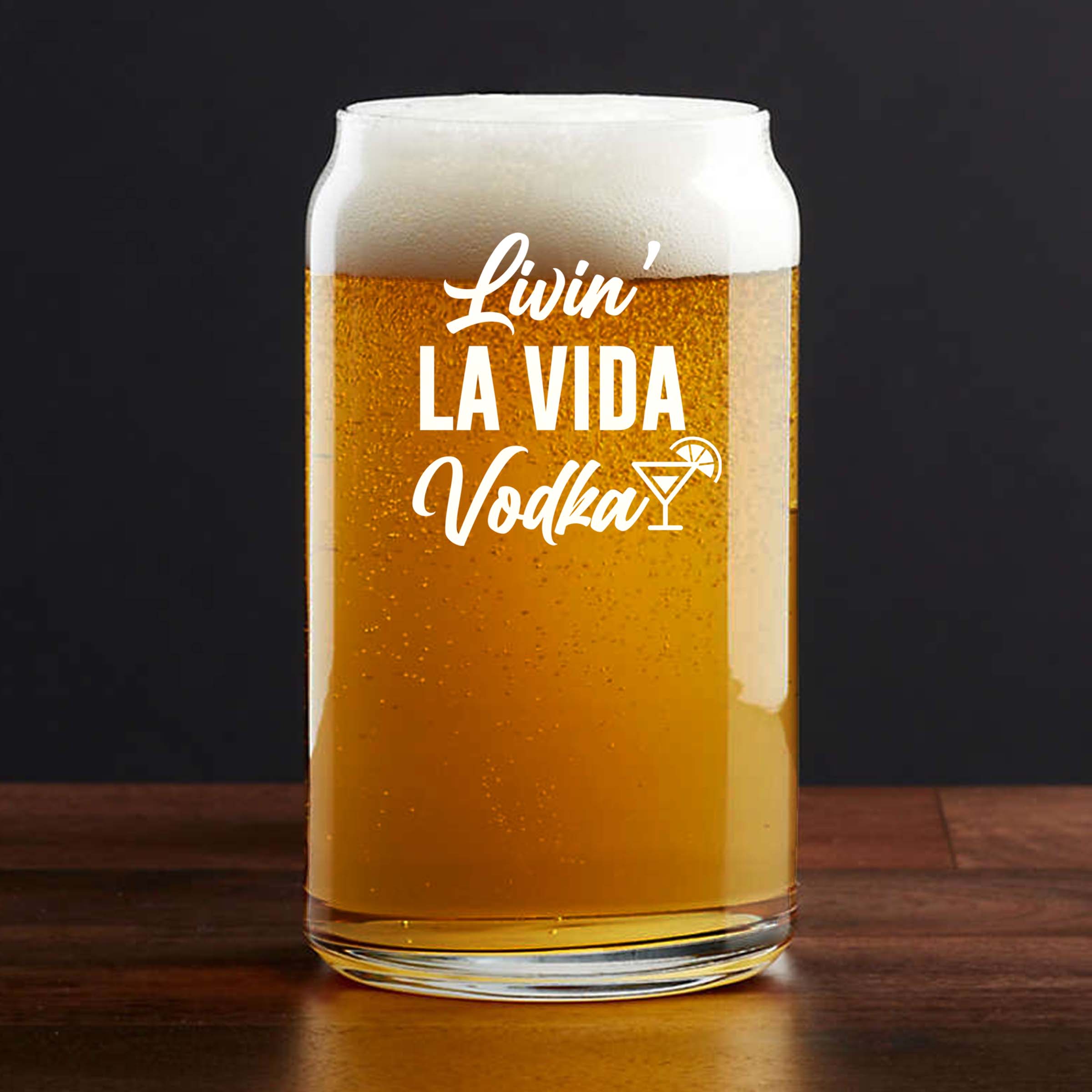 Engraved Livin' La Vida Vodka Single Beer Glass