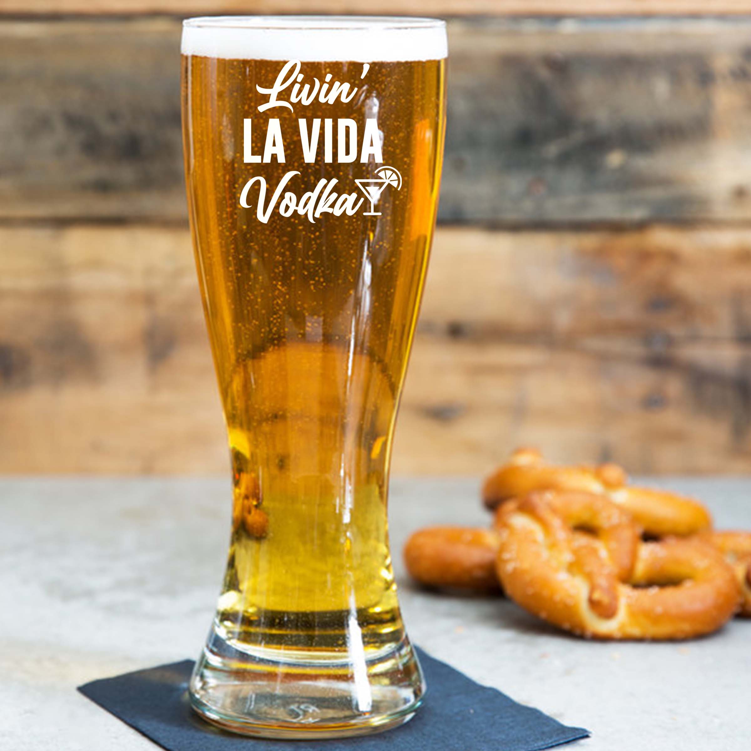 Engraved Livin' La Vida Vodka Single Beer Glass