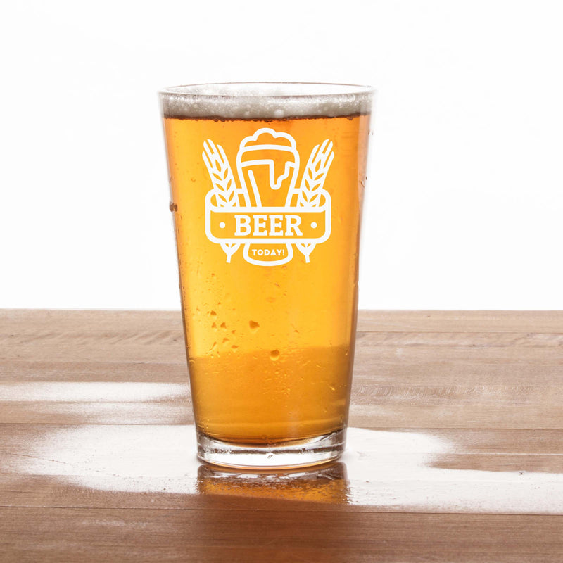 Engraved Beer Today Single Beer Glass