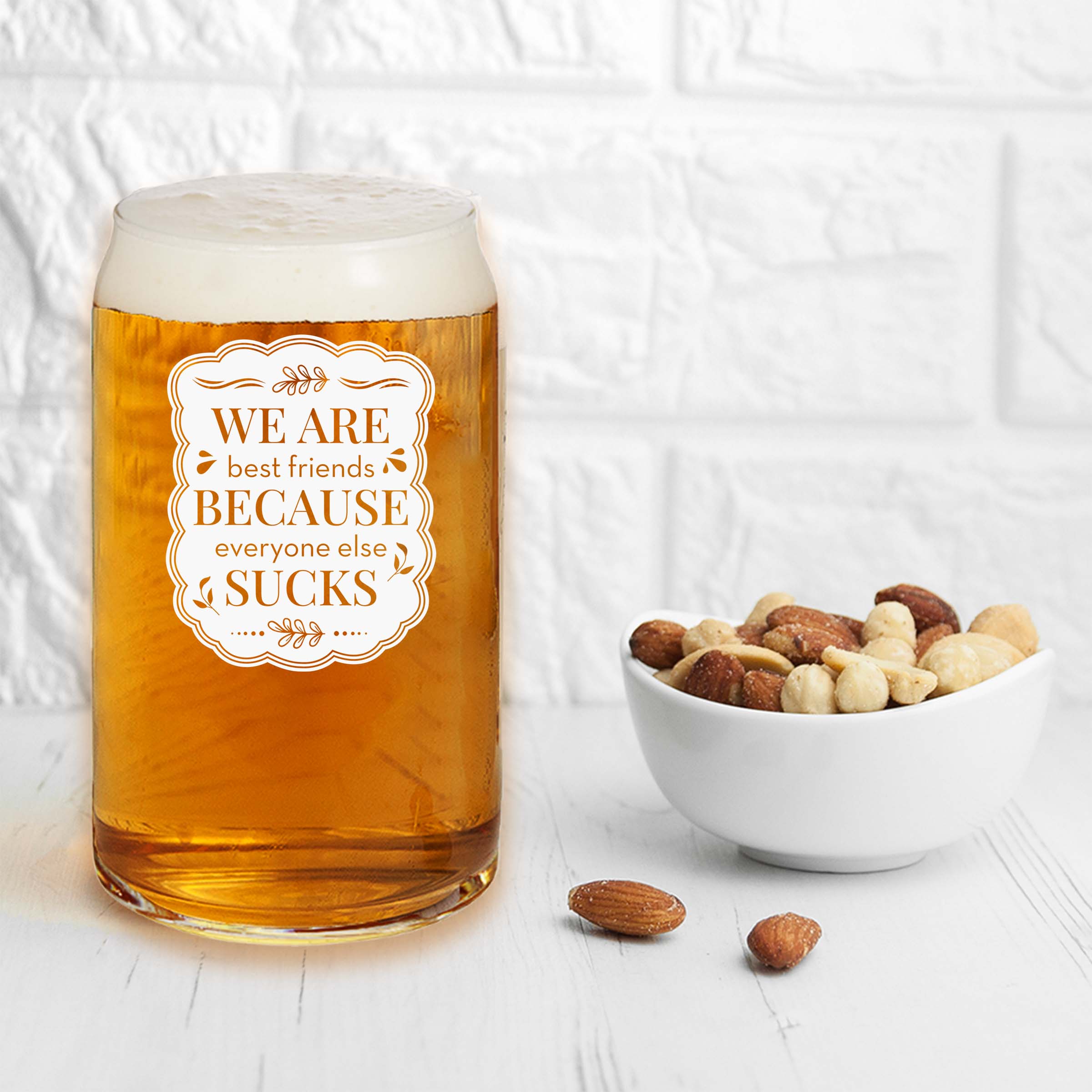 Engraved We are Best Friends because Everyone else sucks Single Beer Glass