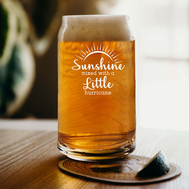 Engraved Sunshine mixed with a Little hurricane Single Beer Glass