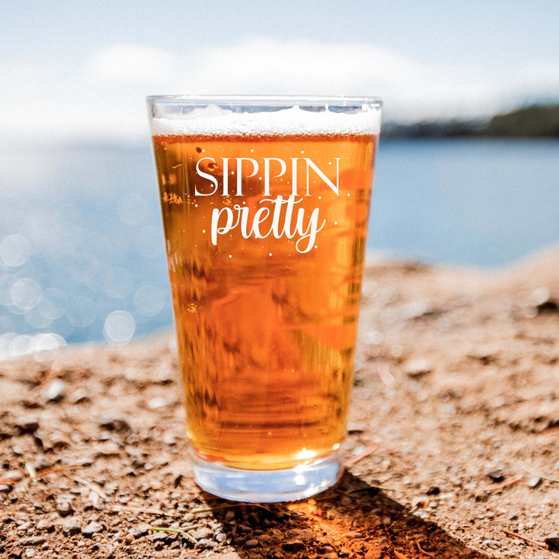Engraved Sippin Pretty Single Beer Glass