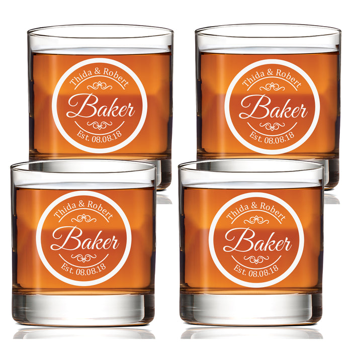 Customized Elegant Couples Scotch Glass Set of 4