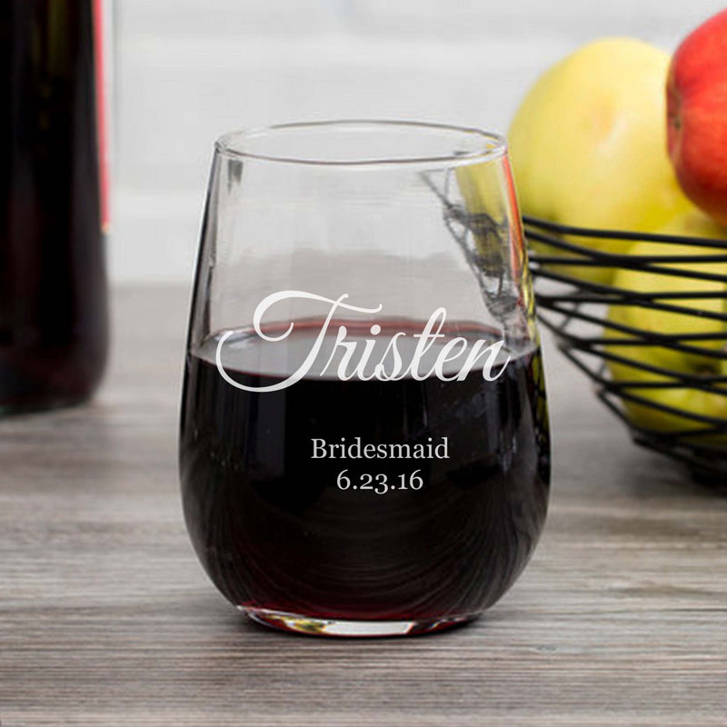 Bridal Party Single Customized Wine Glass