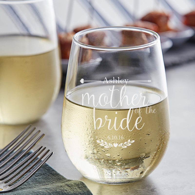 Mother of the Bride Elegant Wine Glass