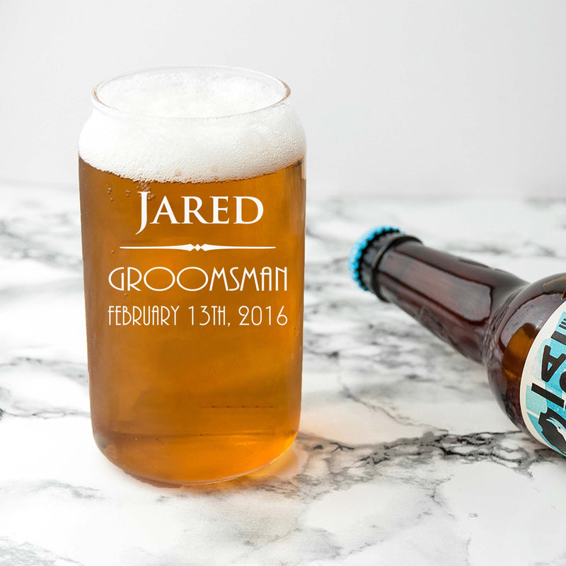 Customized Modern Groomsmen Beer Glass