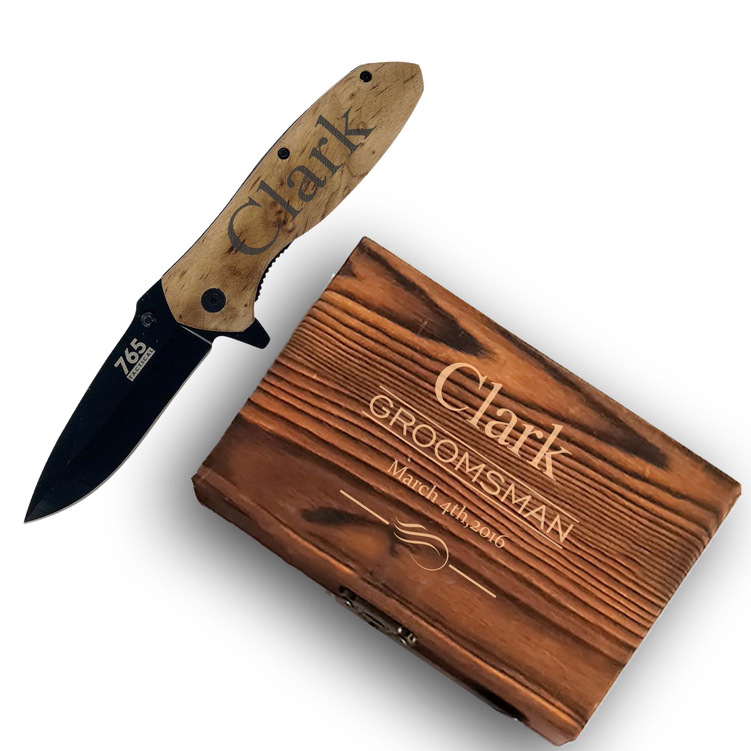 Customized Groomsmen Pocket Knife and Box Option