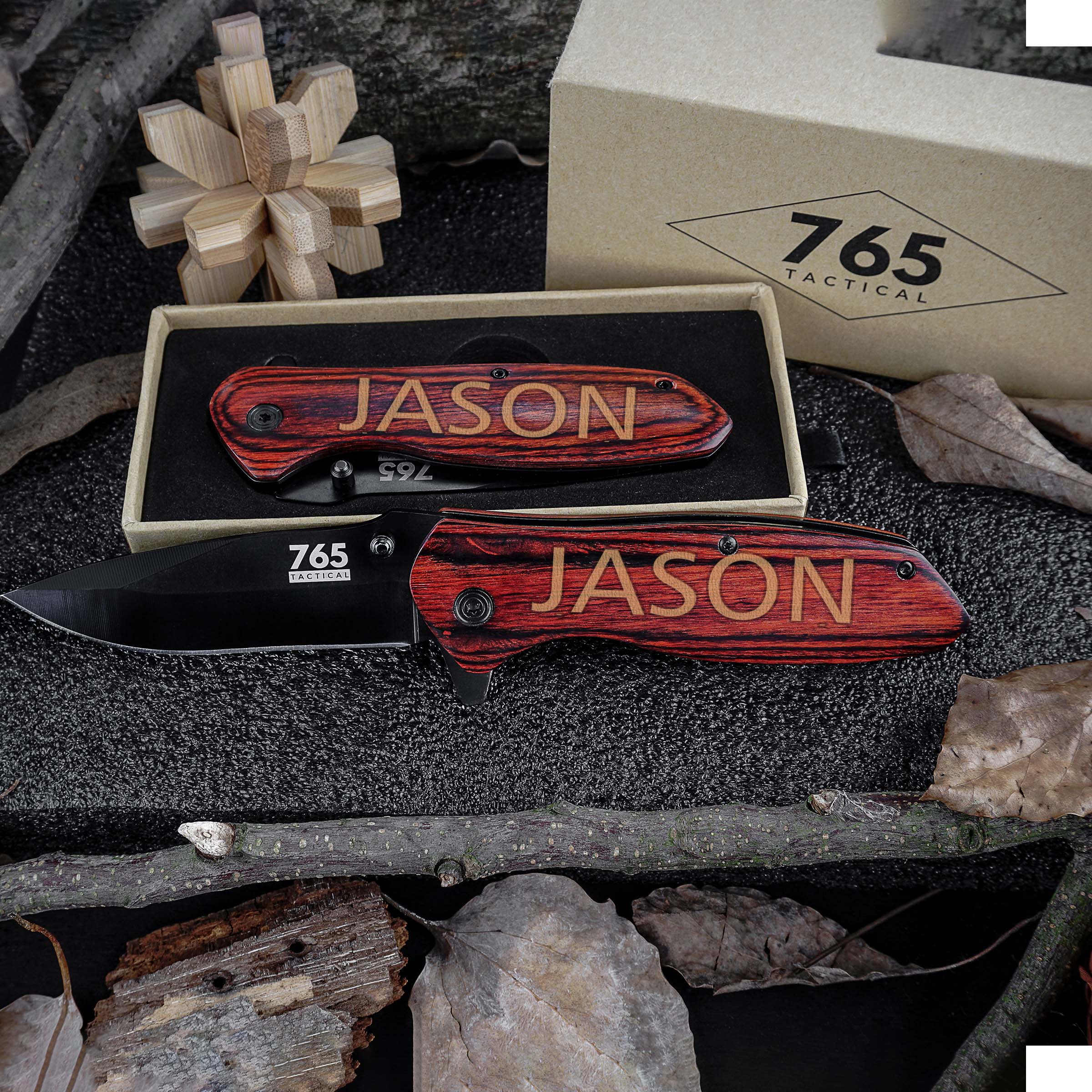 Personalized Circle Groomsmen Pocket Knife and Box Option