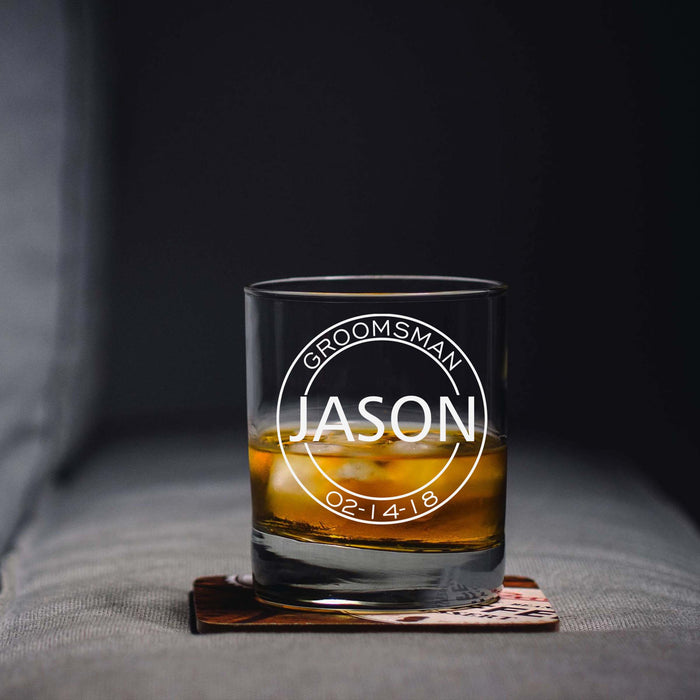 Groomsman Circle Personalized Scotch Glass
