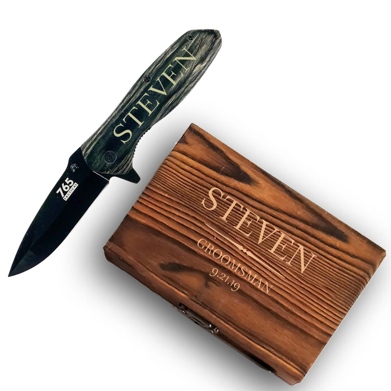 Personalized Simple Groomsmen Design Pocket Knife and Box Option