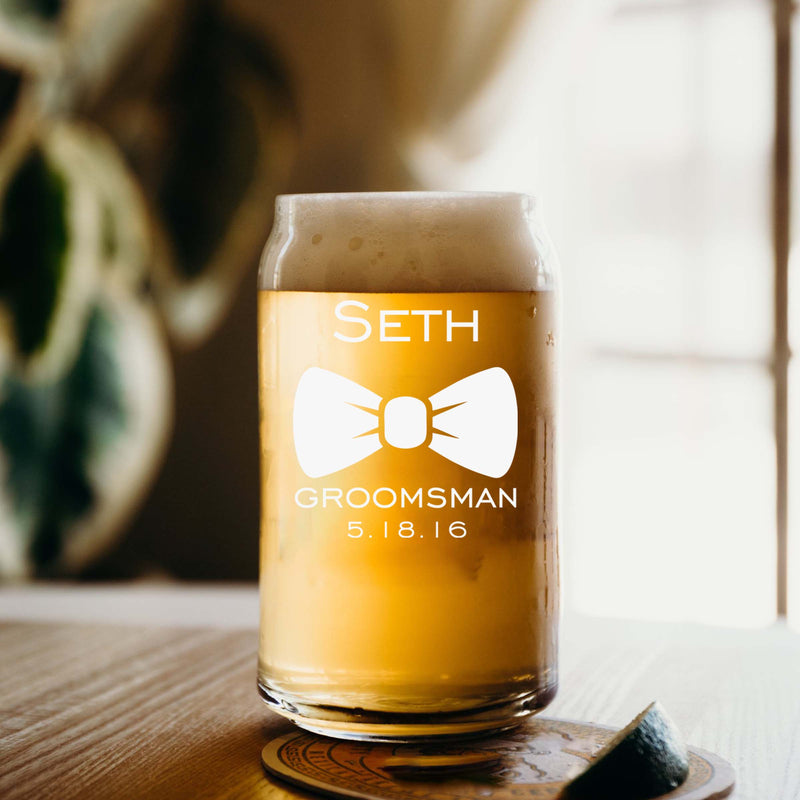 Customized Bow Tie Groomsmen Beer Glass