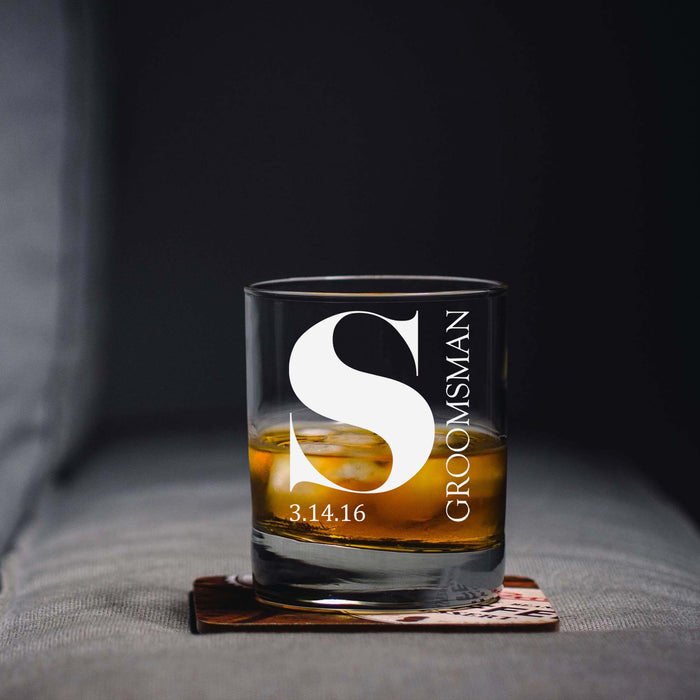 Initial Groomsman Customized Scotch Glass