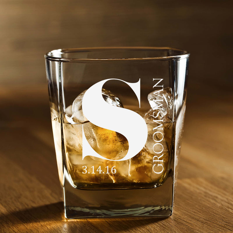 Initial Groomsman Personalized Scotch Glass