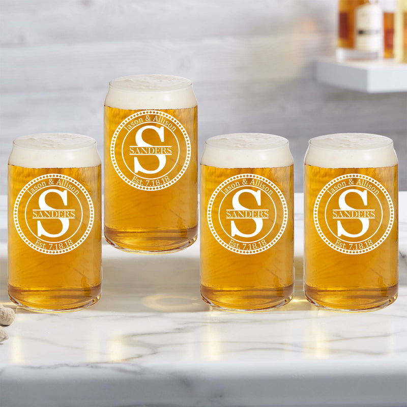 Etched Beer Glasses Personalized