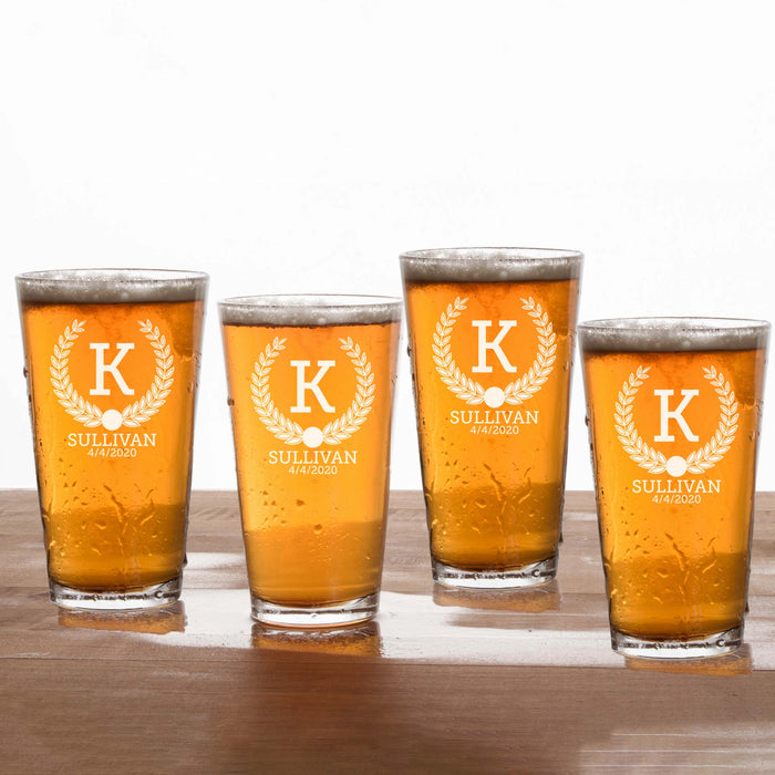 Wreath Engraved Glass Set