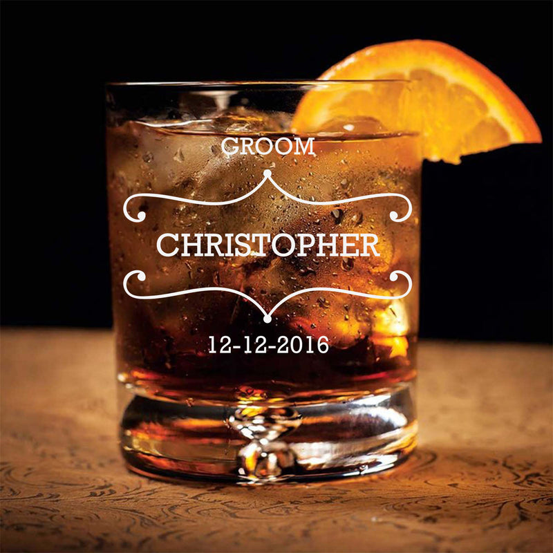 Simple Groom Personalized Scotch Glass