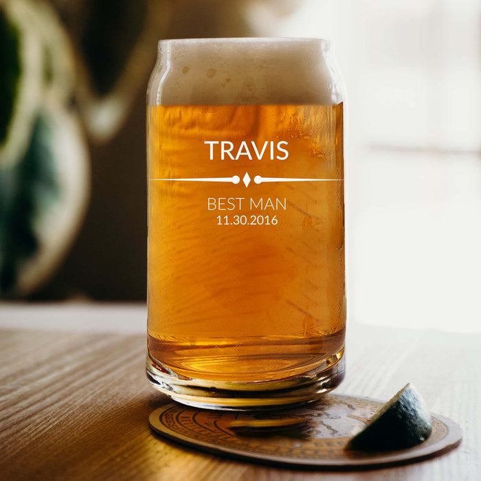 Personalized Underlined Groomsmen Beer Glass