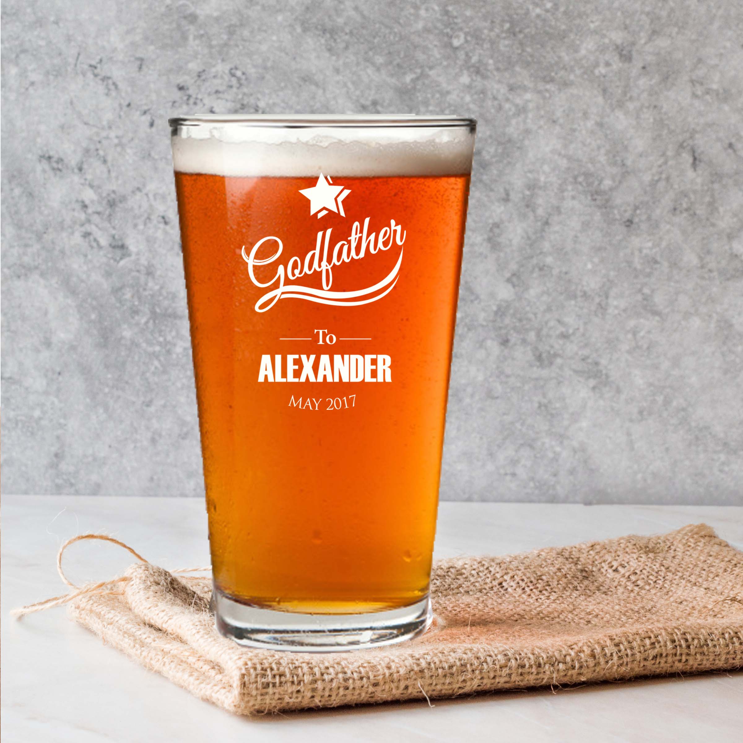 Engraved Godfather Beer Glass