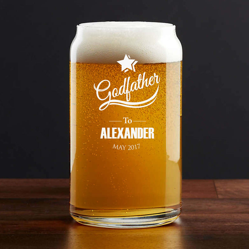 Etched Godfather Beer Glass