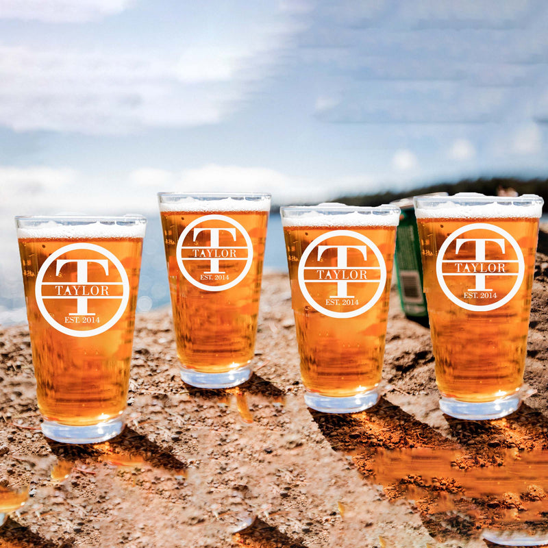 Customized Engraved Beer Glasses Set