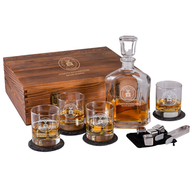 Personalized US Air Force Whiskey Decanter Set w/ Box