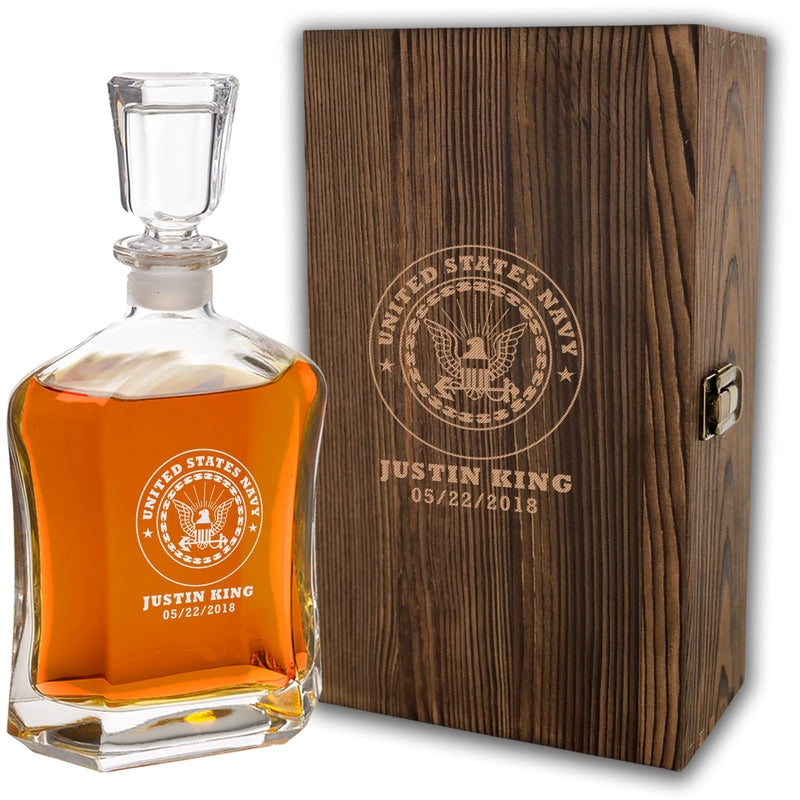 Custom US Navy Whiskey Decanter w/ Box