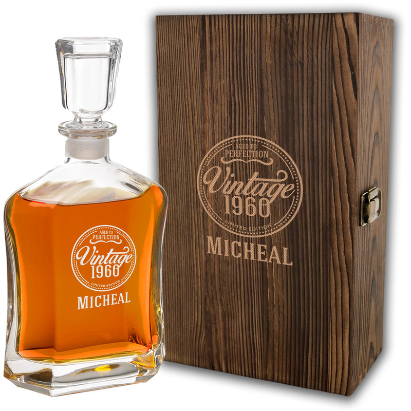 Premium Personalized Vintage Whiskey Decanter w/ Box