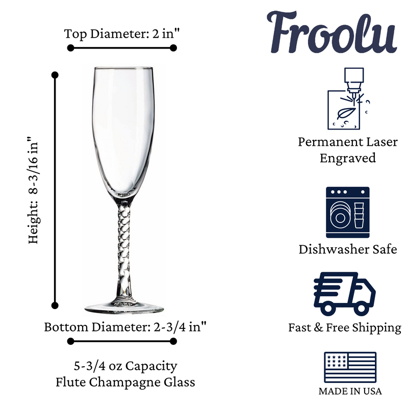 Engraved Stop Thinking Start Drinking Flute Glass