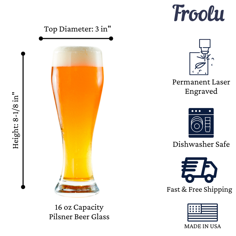 Personalized Dinner/Lunch is Poured Single Beer Glass