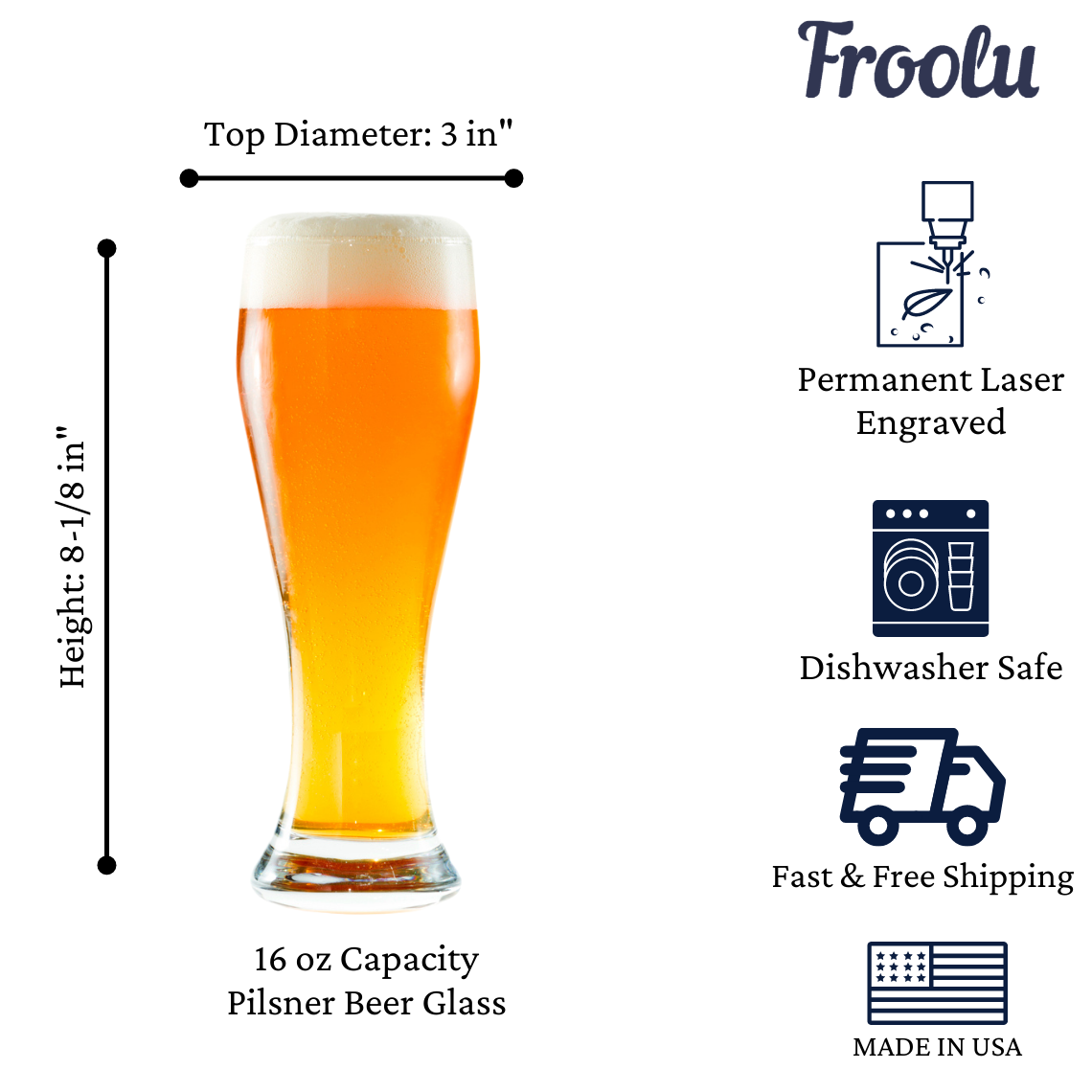 Customized US Air Force Single Beer Glass