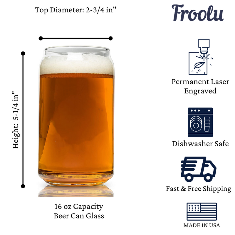 Personalized Two Squares Single Beer Glass