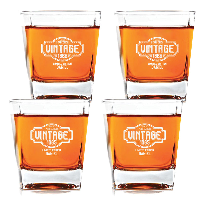 Customized Aged to Perfection Scotch Glass Set of 4