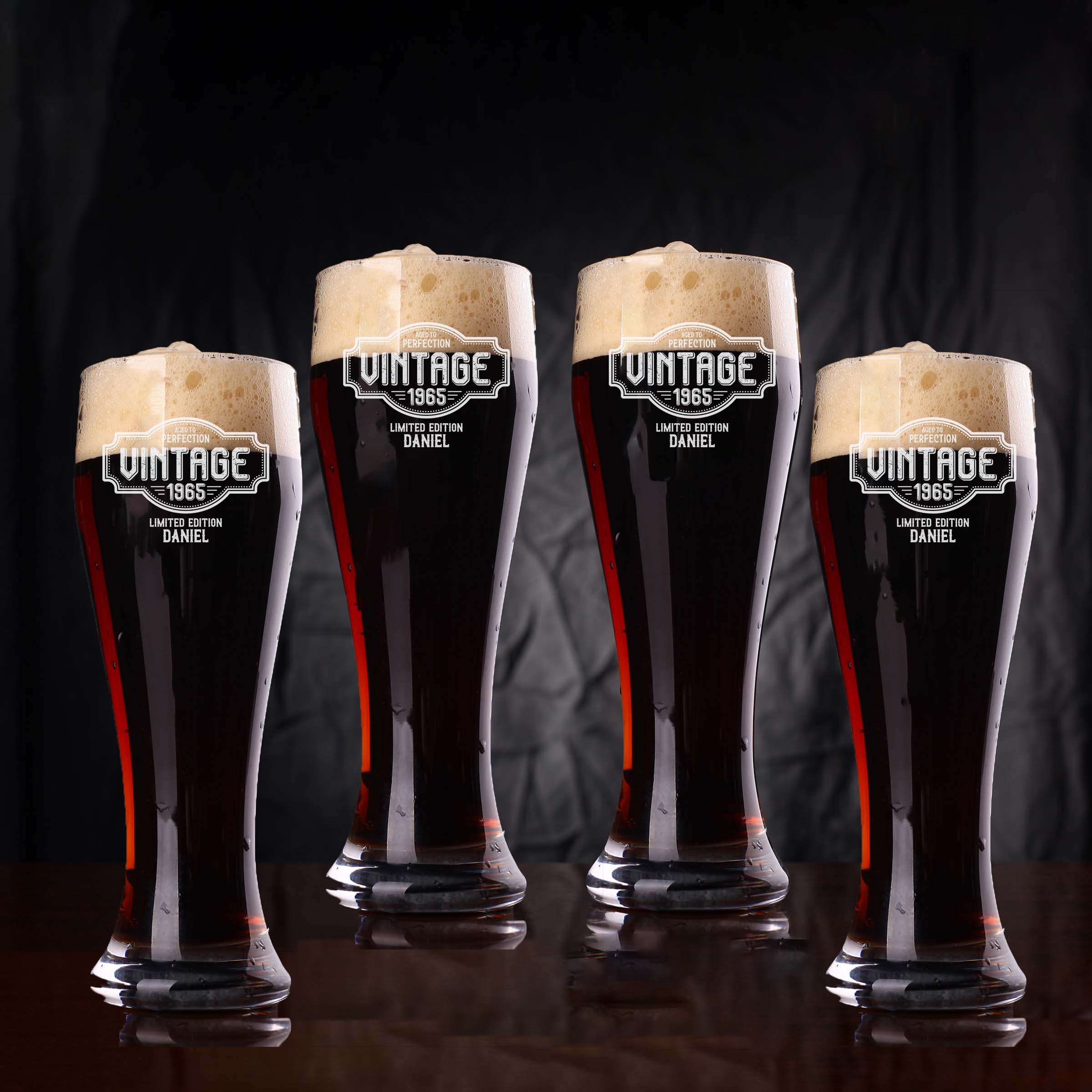 Aged to Perfection Personalized Beer Glass Set